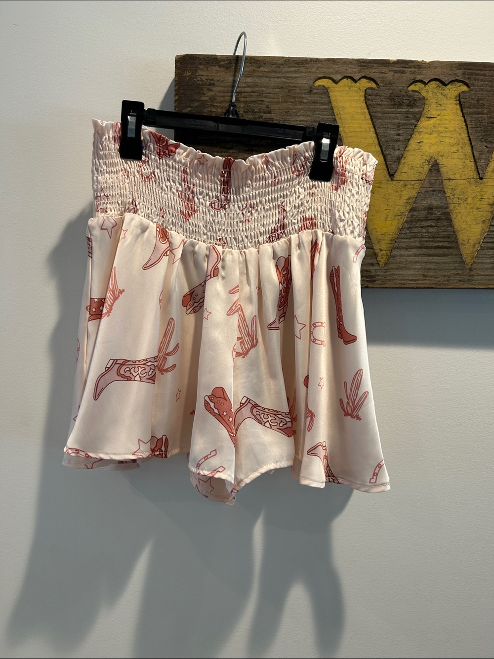 Adrienne Cream Skort with Coral Western Print